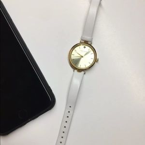 Kate Spade White Leather & Gold Watch